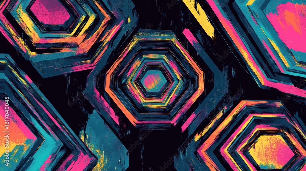 Aufkleber abstract colorful octagon tunnel pattern.