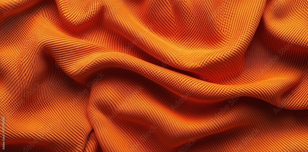 Poster soft and textured orange fabric with flowing waves and patterns