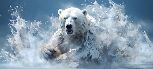 Melted snow bear art, ai generative