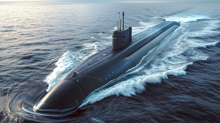 Modern Nuclear Submarine Sailing The