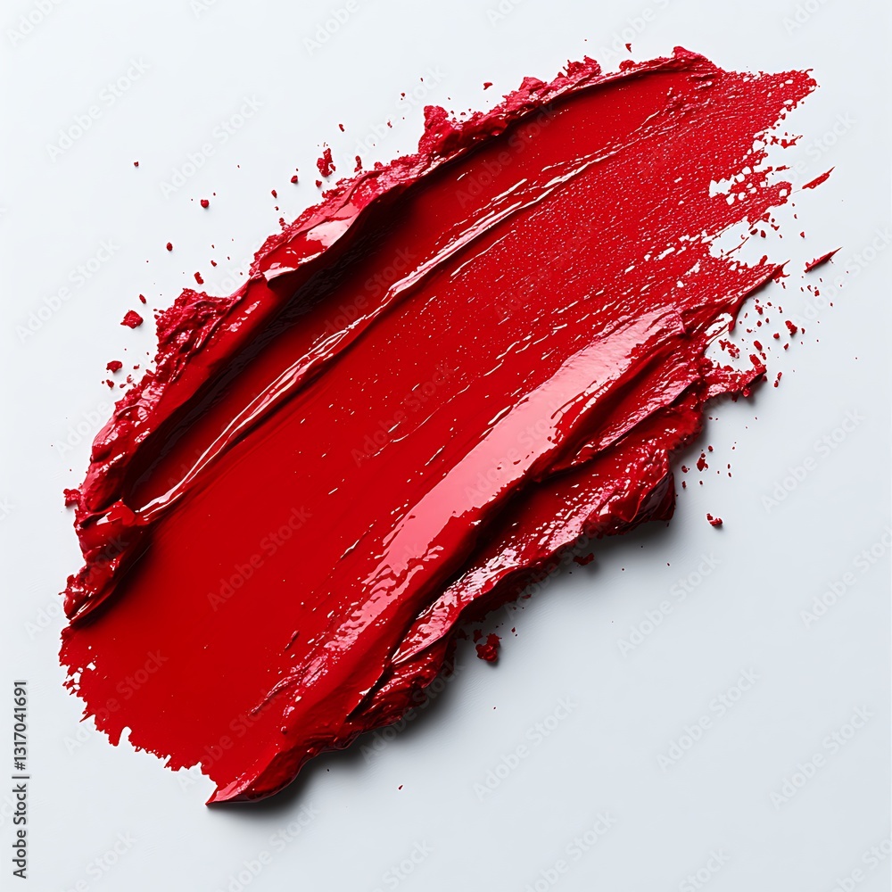 Poster vibrant red paint stroke on a white background creating abstract texture