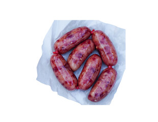 Thai pork sausage on white background