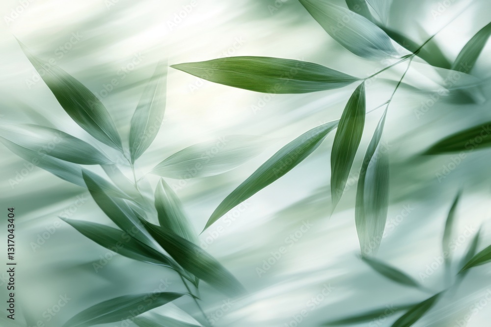Aufkleber serene bamboo leaves in soft focus create a tranquil and calming atmosphere with a gentle light and 