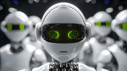 Multiple robots appear to be staring directly at the viewer together