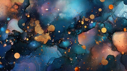 Alcohol ink and gold watercolor