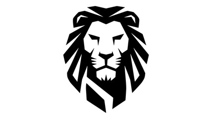 A graphic depicts the head of a lion with a stylized mane. It is designed with geometric shapes in black, set against a clean, white background.