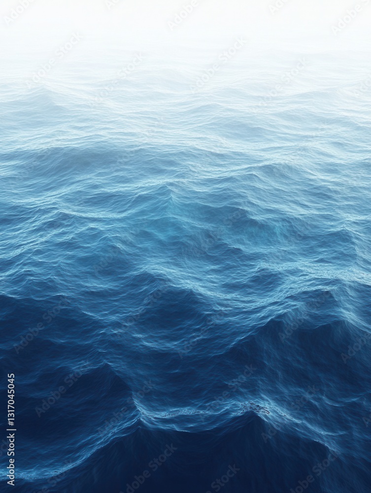 Aufkleber tranquil ocean surface with gentle waves and soft white mist creating a serene and peaceful seascape