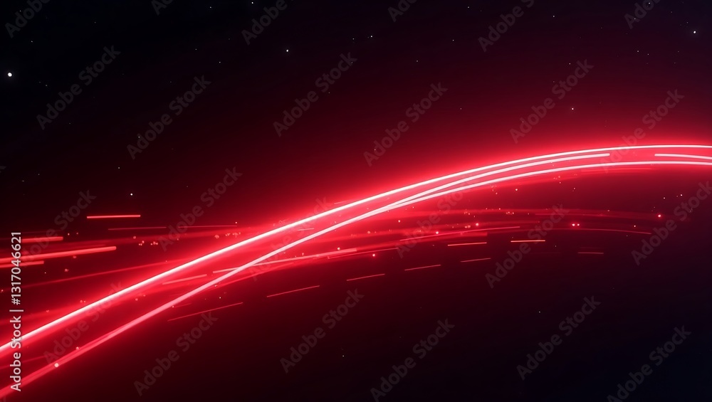 Aufkleber vibrant 3d render of a dynamic red speed neon light trail. generative ai.