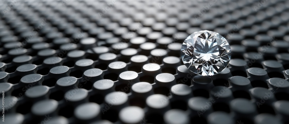 Poster sparkling diamond gemstone on dark gray geometric background capturing luxury and precision with sha