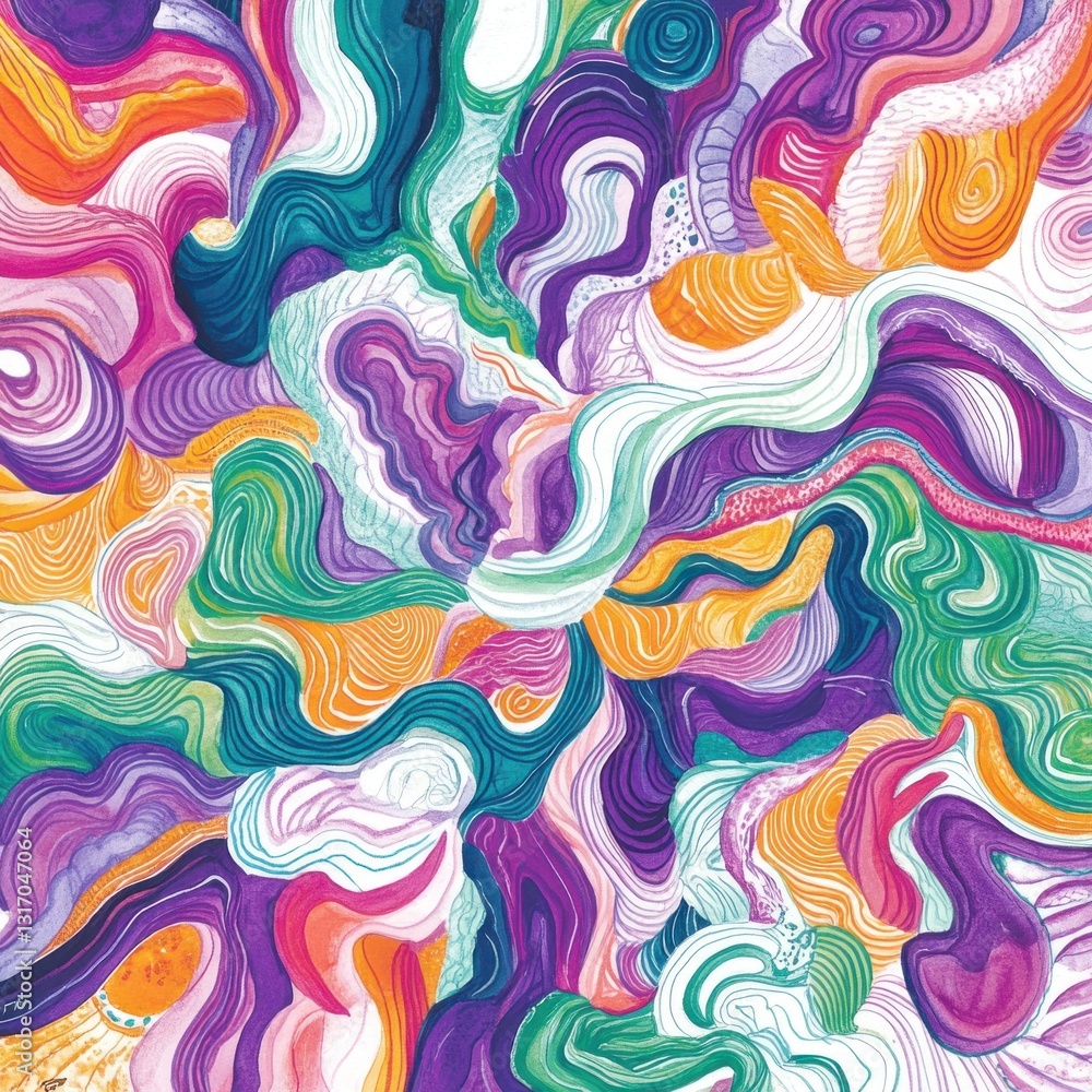 Poster abstract colorful swirls and waves pattern.