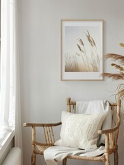 Beautiful Country House Frame Mockup Hanging on a Wall with Clean Lines andAspect Ratio