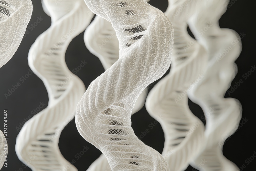 Poster abstract white twisted forms on a dark background with texture