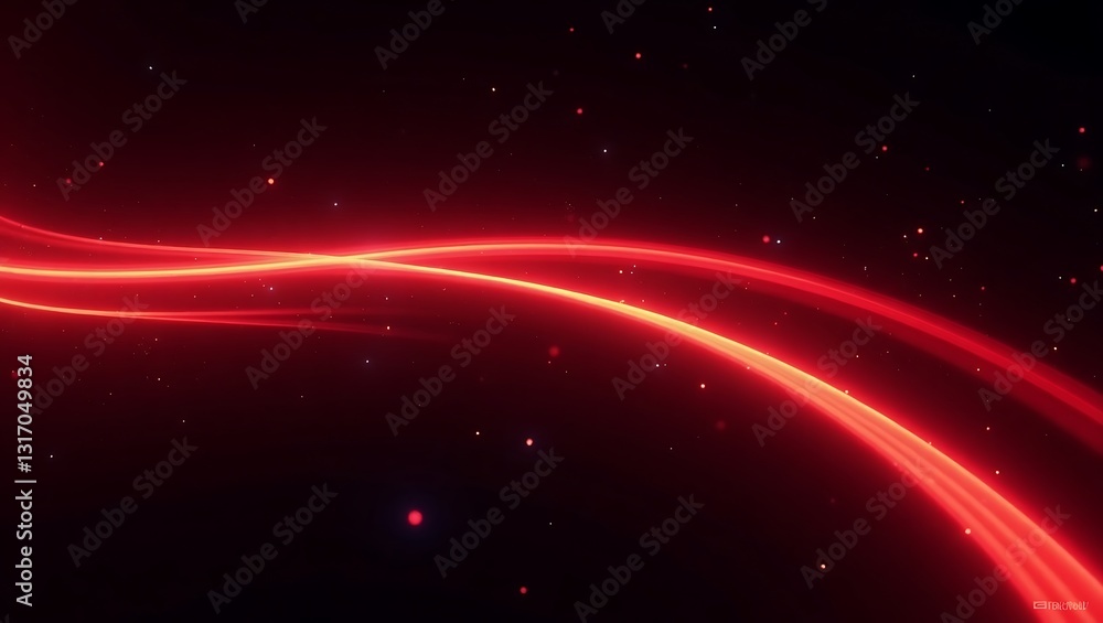 Poster vibrant 3d render of a dynamic red speed neon light trail. generative ai.