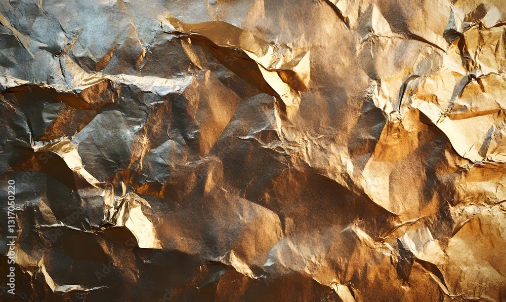 Poster crumpled golden foil texture creating an elegant backdrop for design projects and artistic displays