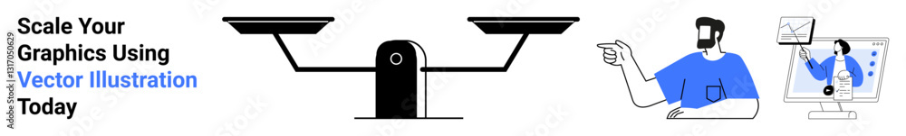 Aufkleber balance scale symbolizing fairness and precision. designer presenting design concepts with digital t