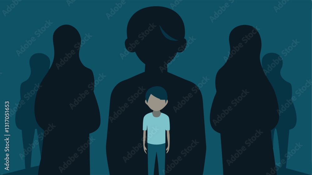 Poster silhouette with a shadow cast a silhouette of a person with a complex shadow behind them depicting t