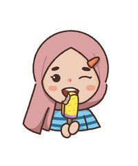 girl hijab cute candy ice cream pink 