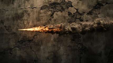 A massive comet with a burning tail streaking across the sky, creating a trail of smoke and fire