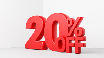 20 Percent off or Discount 3D Special promotional campaign design for Sale and marketing	