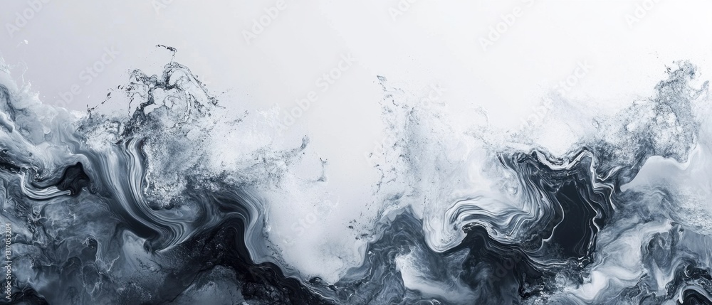 Aufkleber abstract fluid art with swirling gray and white paint creating a mesmerizing marble effect and elega