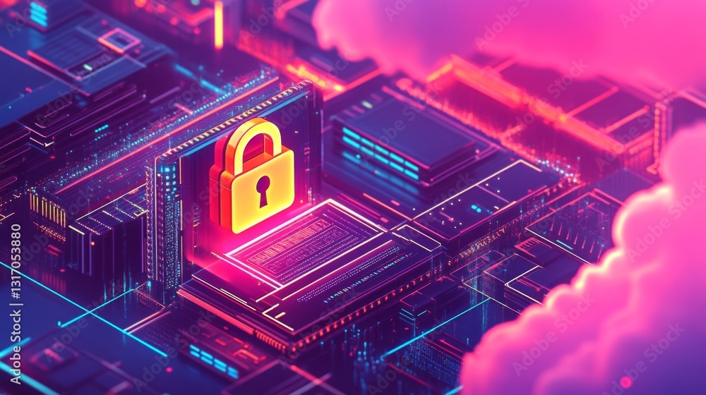 Poster secure digital fortress with encrypted data and robust protection