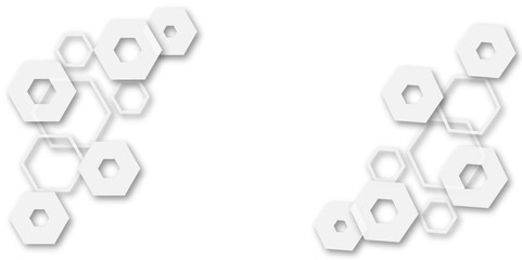 Modern and Stylish Hexagonal Technology Concept Featuring a White and Grey Abstract Geometric Pattern, Perfect for Website Templates, Presentation Backgrounds, and Futuristic Design Projects

