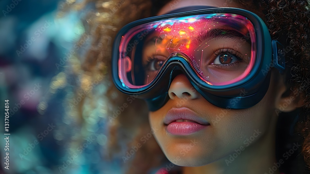 Poster glowing classroom of virtually mapping ocean floors with excitement