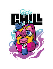 Chill and Relaxed Graphic Tee Artwork Trendy Casual Wear Illustration for T-Shirts