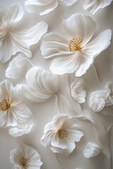 Beautiful White Lily with Gold Accents on a Grey Background with Light Silver and Dark Beige Tones