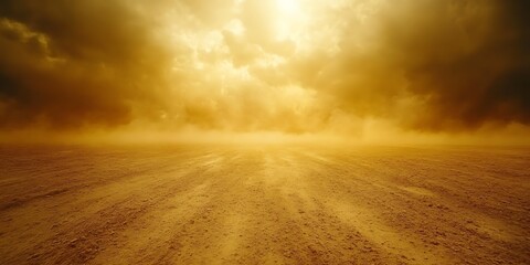 Dusty road under dramatic sunset sky