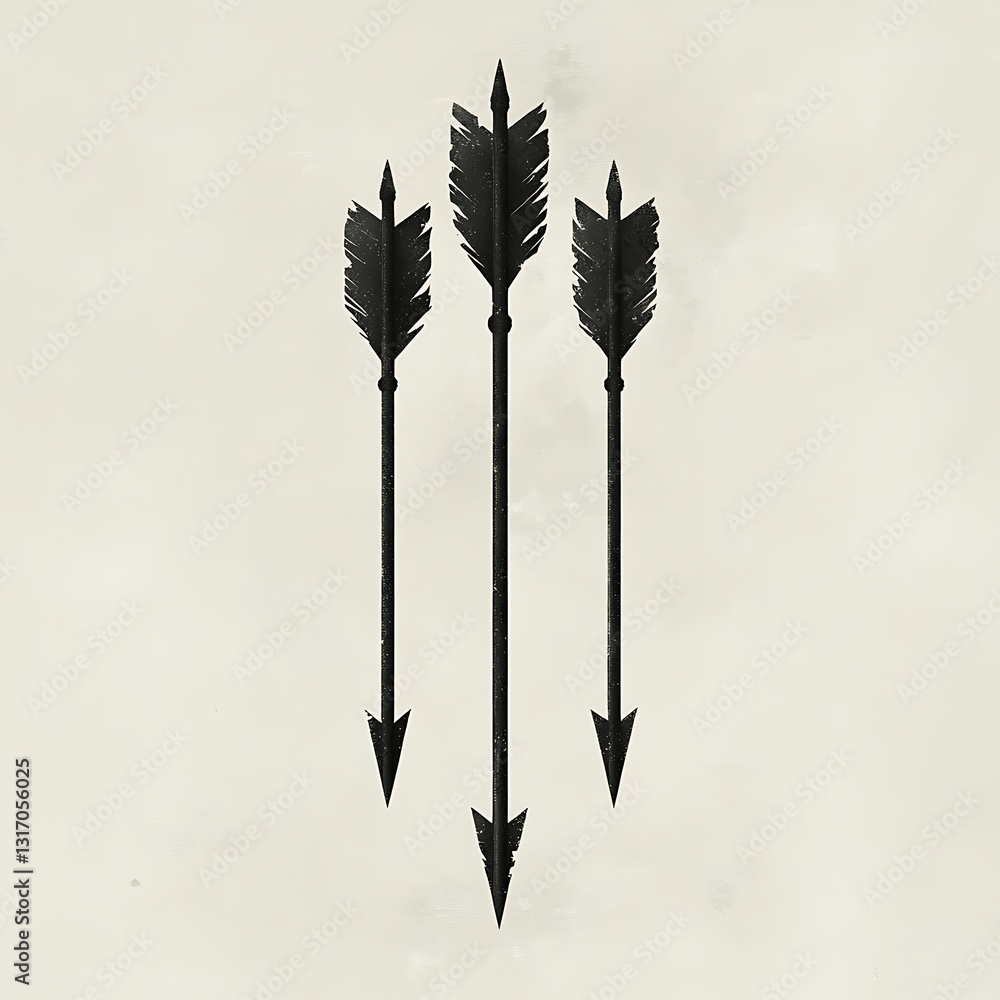 Poster three black arrows pointing down on a light background minimalist design style