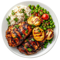 A Caribbean Jerk Chicken Spicy and Smoky with a Side Isolated on Transparent Background