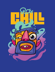 Chill and Relaxed Graphic Tee Artwork Trendy Casual Wear Illustration for T-Shirts