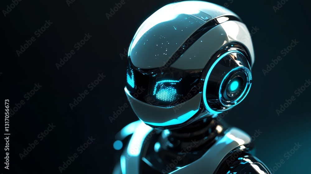 Aufkleber sleek metallic robot icon with advanced tech design elements