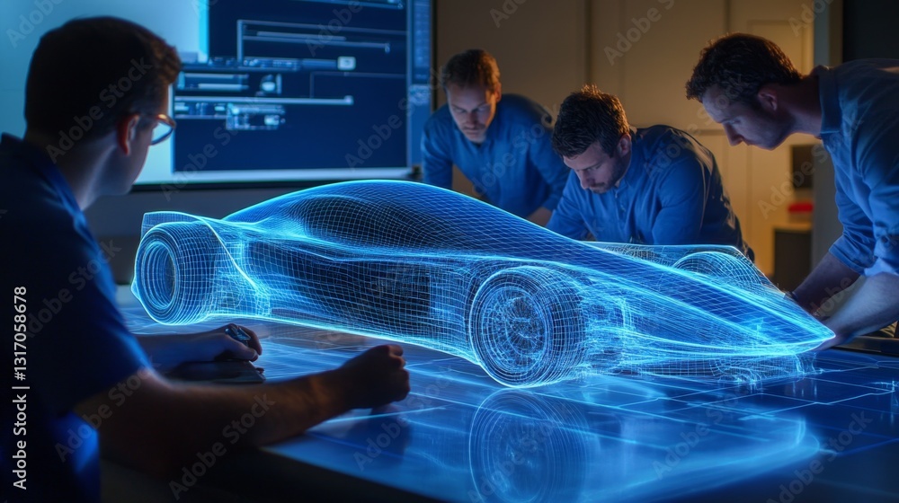 Aufkleber engineers designing aerodynamic car model using cfd technology
