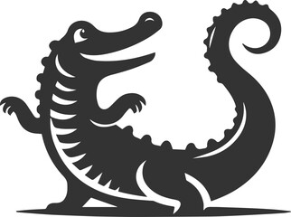 Crocodile wagging its tail happily vector silhouette