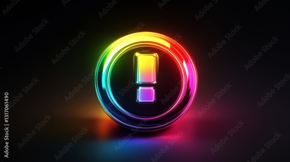 Poster vibrant translucent 3d power button icon with colorful glow