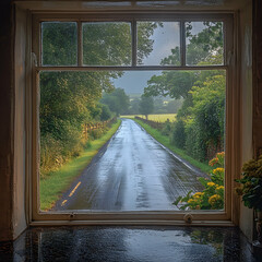 Fototapeta premium Rainy Country Road View