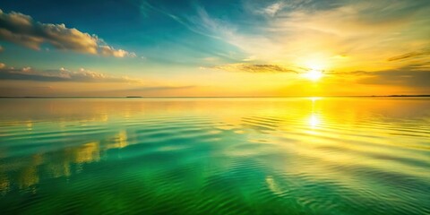 Serene Sunset over a Calm Body of Water Reflecting the Golden Hour