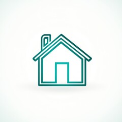 Fototapeta premium Teal Line Art House Icon Minimalist Home Symbol Illustration