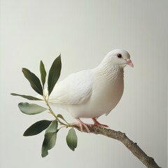 Obraz premium White Dove and Olive Branch A Symbol of Peace