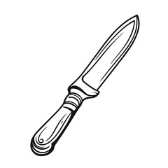 Fototapeta premium Kitchen knife illustration, black and white, minimalistic design 