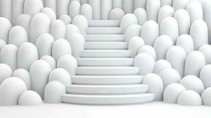 Fototapeta premium Abstract White Staircase Ascending Through Rounded Forms