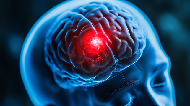 Brain bleeding into water, symbolizing dementia risk from brain hemorrhages.