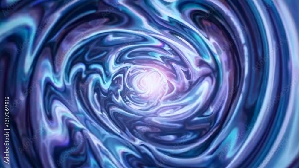 Poster seamless loop. liquid vortex motion graphics. orbiting camera capturing swirling energy center.