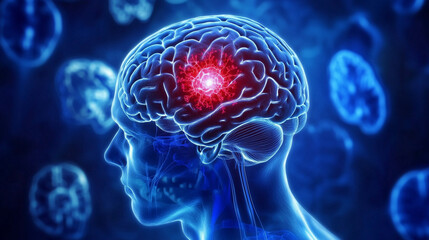 Brain bleeding into water, symbolizing dementia risk from brain hemorrhages.