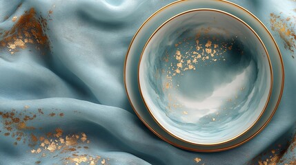 luxury porcelain bowl, tableware, with abstract landscape