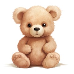 Obraz premium Cute Little Teddy Bear With Clean Lines And Colorful Background
