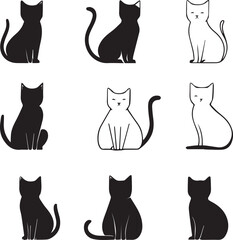 set of cats silhouettes