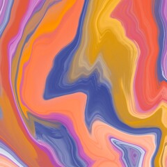 An abstract design with swirling patterns and vibrant colors, including shades of orange, purple, blue, and yellow. The texture appears smooth and glossy, reminiscent of marbling techniques.
